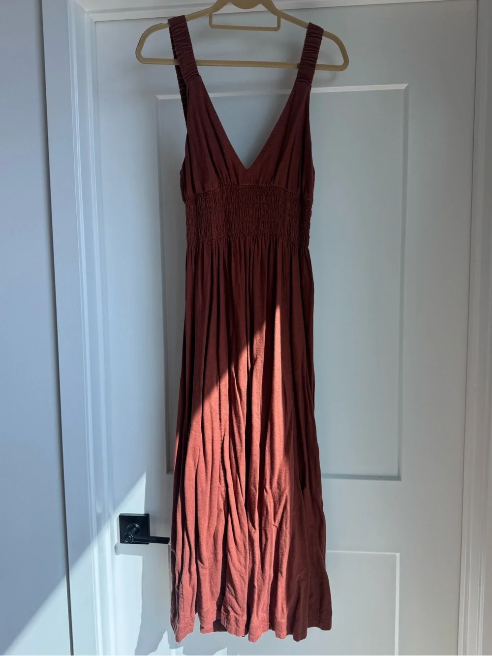 Abercrombie & Fitch Brick Red Smocked Waist Maxi Dress